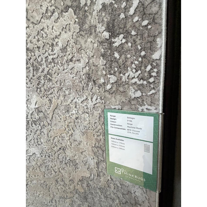 Bellagio 9196 Modern Abstract Marbled Distressed Metallic Shimmer Soft Textured Ultra High-Density Low Profile Short Pile Beige Rug