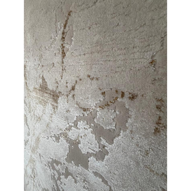 Mirage MR15 Modern Abstract Distressed Metallic Shimmer Soft Textured High-Density Polyester/Viscose Mix Low Profile Short Pile Cream/Beige Rug