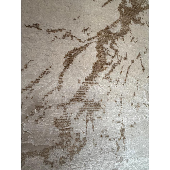 Mirage MR15 Modern Abstract Distressed Metallic Shimmer Soft Textured High-Density Polyester/Viscose Mix Low Profile Short Pile Cream/Beige Rug