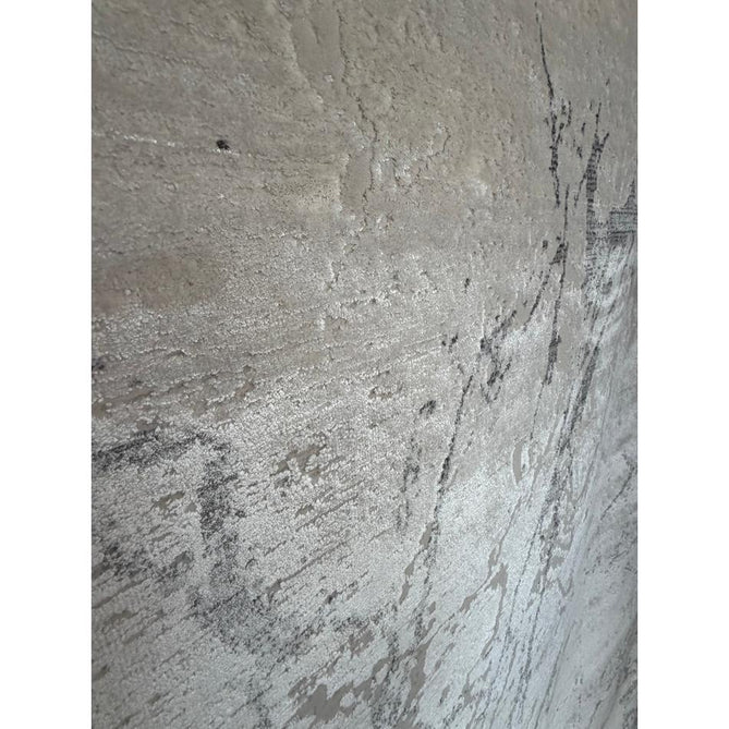 Mirage MR15 Modern Abstract Distressed Metallic Shimmer Soft Textured High-Density Polyester/Viscose Mix Low Profile Short Pile Grey/Cream Rug
