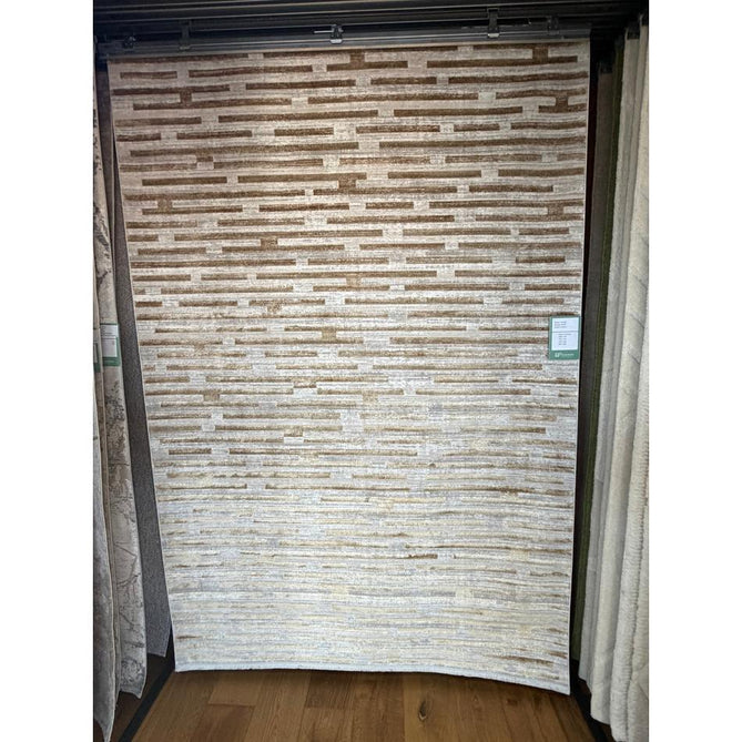 Mirage MR16 Modern Abstract Distressed Metallic Shimmer Soft Textured High-Density Polyester/Viscose Mix Low Profile Short Pile Beige/Earth Rug