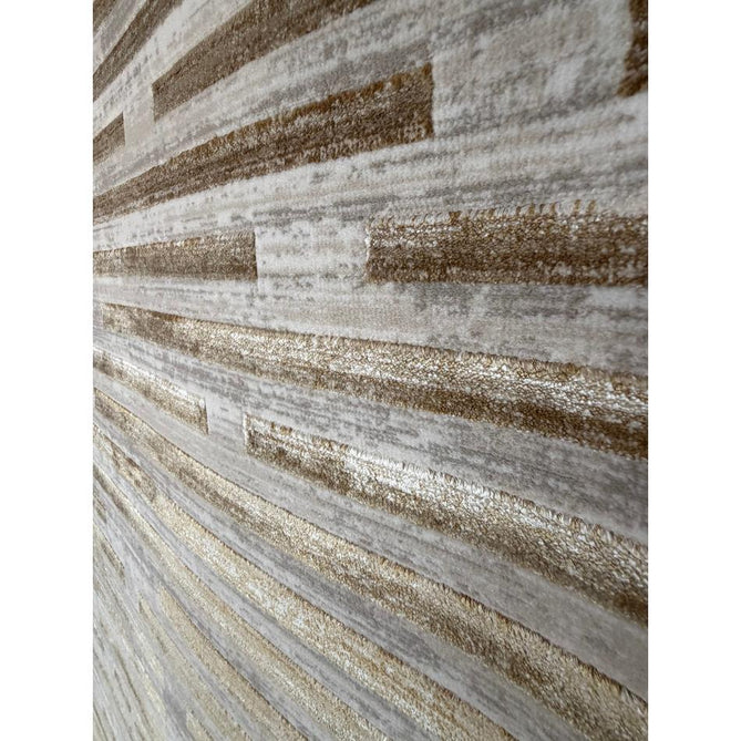 Mirage MR16 Modern Abstract Distressed Metallic Shimmer Soft Textured High-Density Polyester/Viscose Mix Low Profile Short Pile Beige/Earth Rug