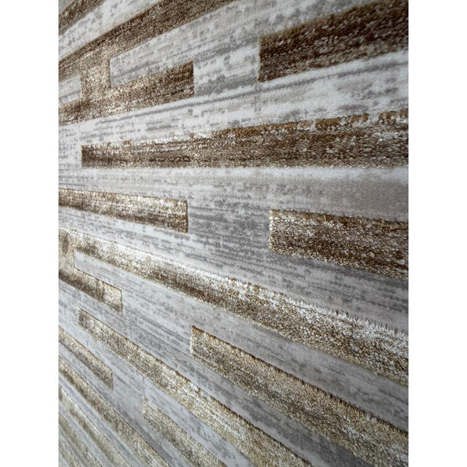 Mirage MR16 Modern Abstract Distressed Metallic Shimmer Soft Textured High-Density Polyester/Viscose Mix Low Profile Short Pile Beige/Earth Rug
