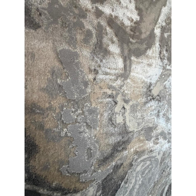 Tidal TL837 Modern Abstract Distressed Metallic Shimmer Soft Smooth Textured Polyester Low Profile Short Pile Silver/Beige/Cream/Charcoal Rug