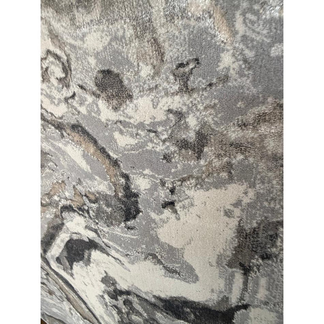 Tidal TL837 Modern Abstract Distressed Metallic Shimmer Soft Smooth Textured Polyester Low Profile Short Pile Silver/Beige/Cream/Charcoal Rug