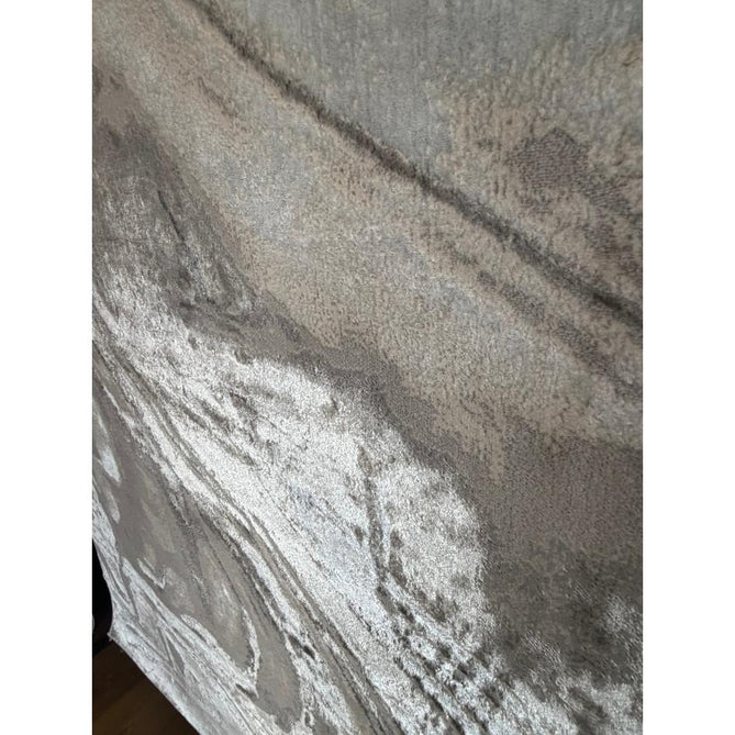 Tidal TL841 Modern Abstract Distressed Metallic Shimmer Soft Smooth Textured Polyester Low Profile Short Pile Silver/Grey/Cream Rug