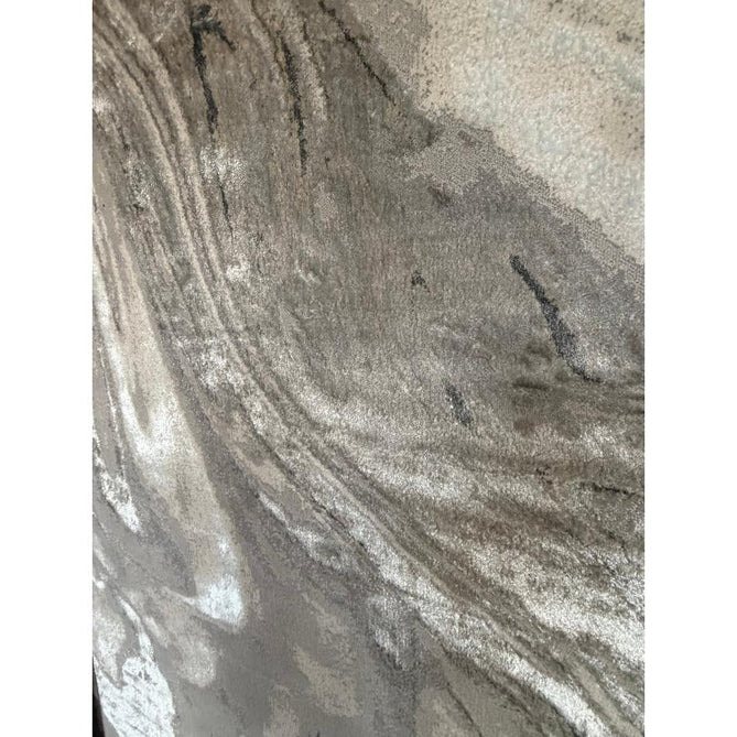 Tidal TL841 Modern Abstract Distressed Metallic Shimmer Soft Smooth Textured Polyester Low Profile Short Pile Silver/Grey/Cream Rug