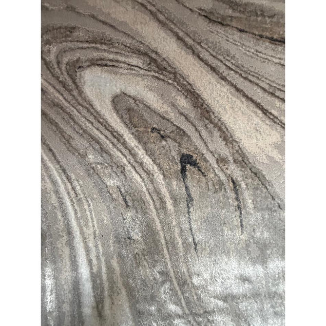 Tidal TL841 Modern Abstract Distressed Metallic Shimmer Soft Smooth Textured Polyester Low Profile Short Pile Silver/Grey/Cream Rug