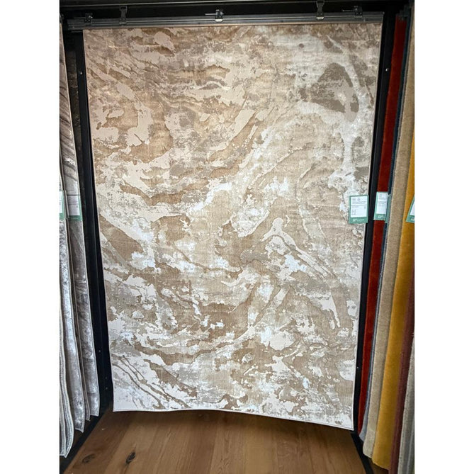 Tidal TL982 Modern Abstract Distressed Metallic Shimmer Soft Smooth Textured Polyester Low Profile Short Pile Beige/Cream/Earth Rug