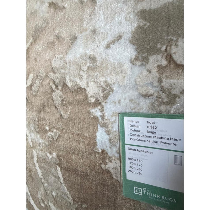 Tidal TL982 Modern Abstract Distressed Metallic Shimmer Soft Smooth Textured Polyester Low Profile Short Pile Beige/Cream/Earth Rug