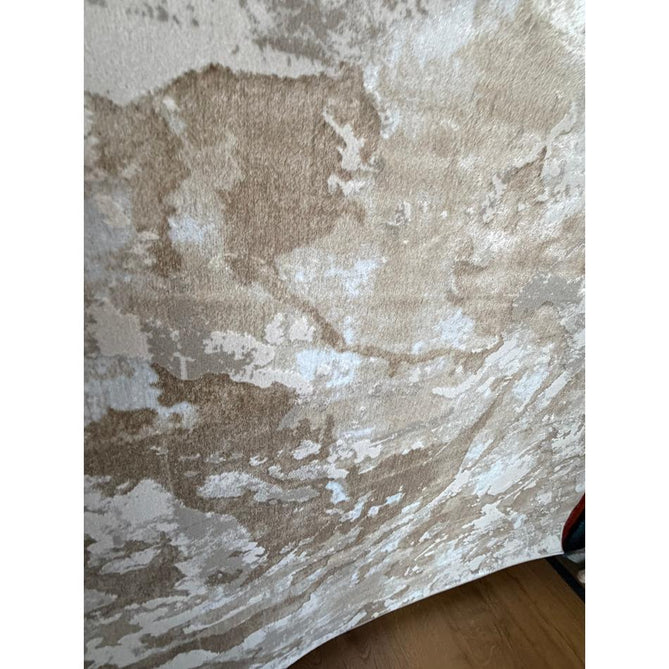 Tidal TL982 Modern Abstract Distressed Metallic Shimmer Soft Smooth Textured Polyester Low Profile Short Pile Beige/Cream/Earth Rug
