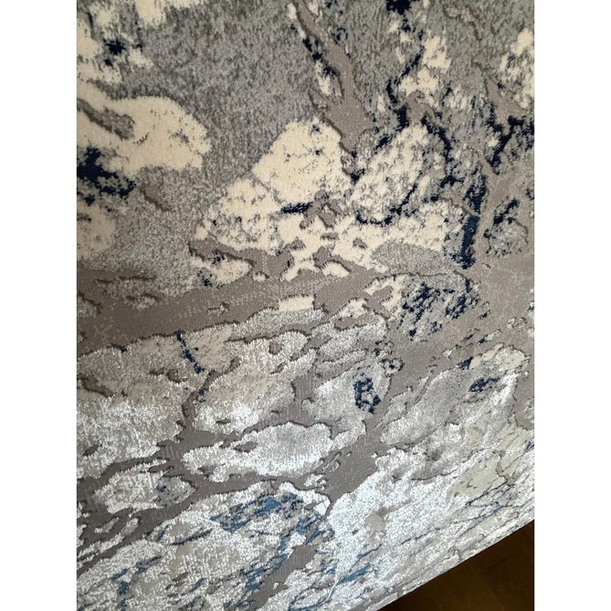 Apollo 2677 Modern Abstract Distressed Marble Metallic Shimmer High-Density Textured Low Profile Short-Pile Grey/Navy/Cream Rug