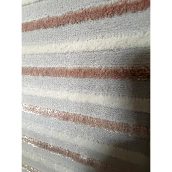 Apollo 2681 Modern Geometric Striped Linear Blocks Distressed Metallic Shimmer High-Density Textured Low Profile Short-Pile Grey/Rose/Cream Rug
