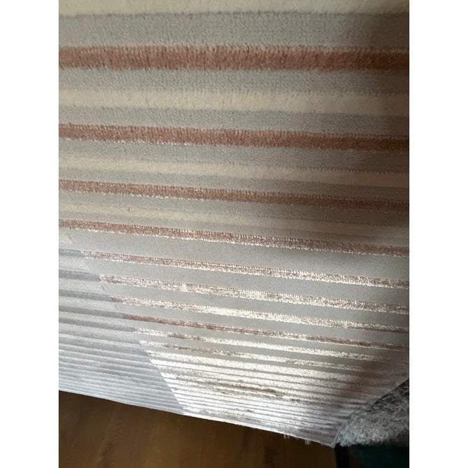 Apollo 2681 Modern Geometric Striped Linear Blocks Distressed Metallic Shimmer High-Density Textured Low Profile Short-Pile Grey/Rose/Cream Rug