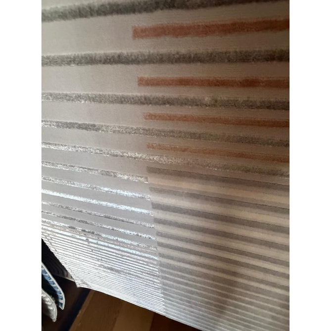 Apollo 2681 Modern Geometric Striped Linear Blocks Distressed Metallic Shimmer High-Density Textured Low Profile Short-Pile Grey/Rose/Cream Rug