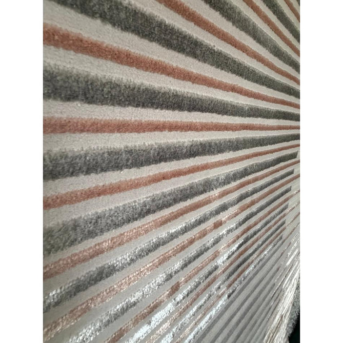 Apollo 2681 Modern Geometric Striped Linear Blocks Distressed Metallic Shimmer High-Density Textured Low Profile Short-Pile Grey/Rose/Cream Rug