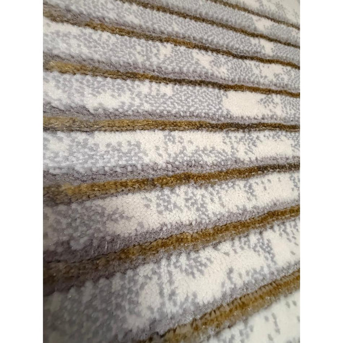 Apollo 2683 Modern Geometric Swirl Distressed Metallic Shimmer High-Density Textured Low Profile Short-Pile Grey/Gold/Cream Rug