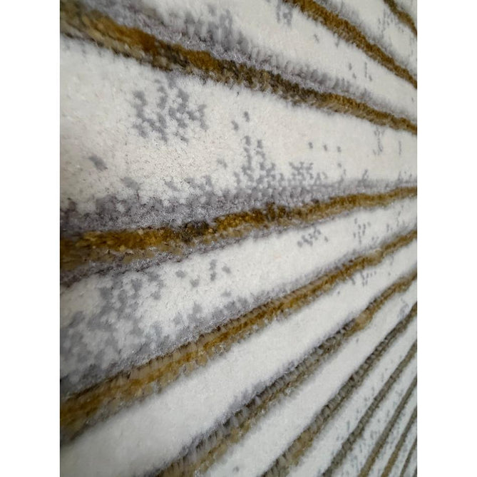 Apollo 2683 Modern Geometric Swirl Distressed Metallic Shimmer High-Density Textured Low Profile Short-Pile Grey/Gold/Cream Rug