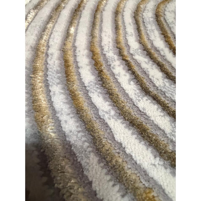 Apollo 2683 Modern Geometric Swirl Distressed Metallic Shimmer High-Density Textured Low Profile Short-Pile Grey/Gold/Cream Rug
