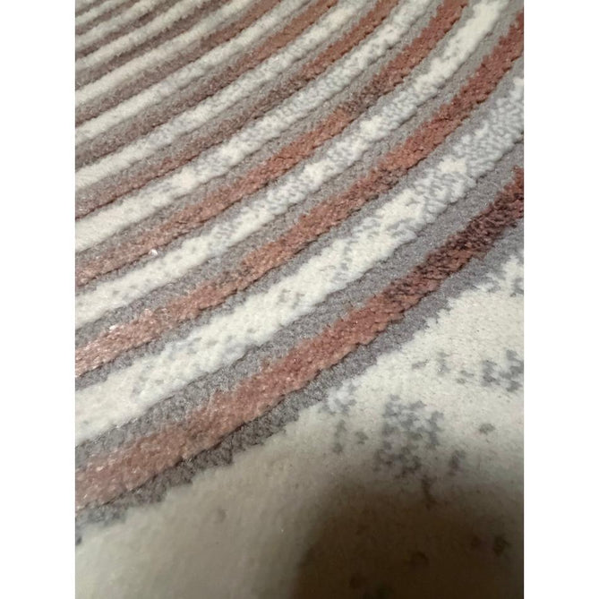 Apollo 2683 Modern Geometric Swirl Distressed Metallic Shimmer High-Density Textured Low Profile Short-Pile Cream/Grey/Rose Rug