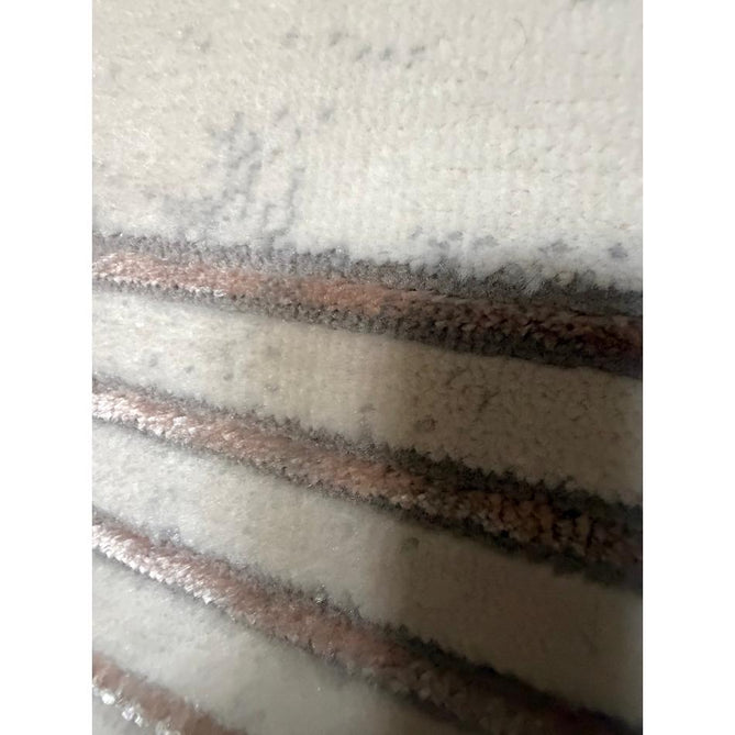 Apollo 2683 Modern Geometric Swirl Distressed Metallic Shimmer High-Density Textured Low Profile Short-Pile Cream/Grey/Rose Rug