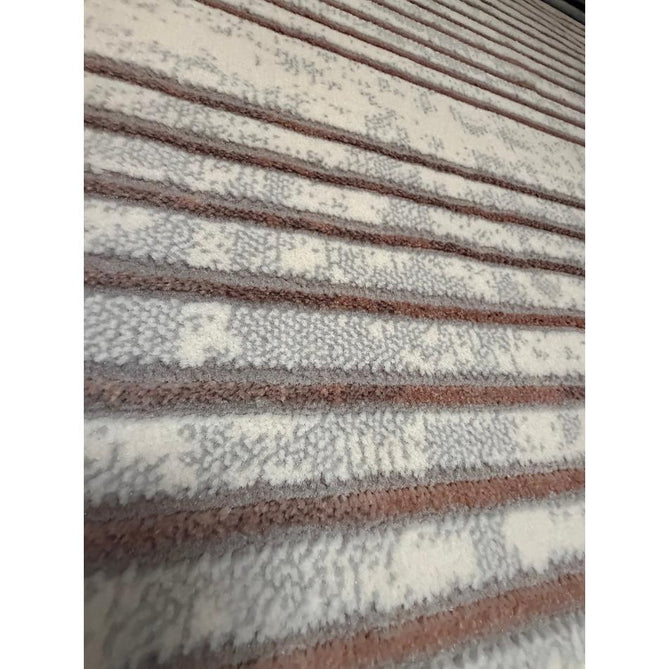 Apollo 2683 Modern Geometric Swirl Distressed Metallic Shimmer High-Density Textured Low Profile Short-Pile Cream/Grey/Rose Rug