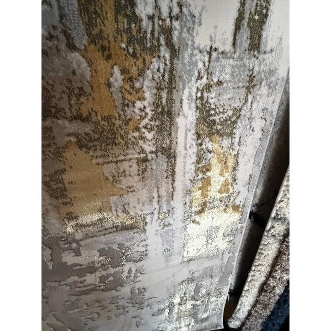 Apollo GR579 Modern Abstract Distressed Metallic Shimmer High-Density Textured Low Profile Short-Pile Grey/Gold/Cream Rug