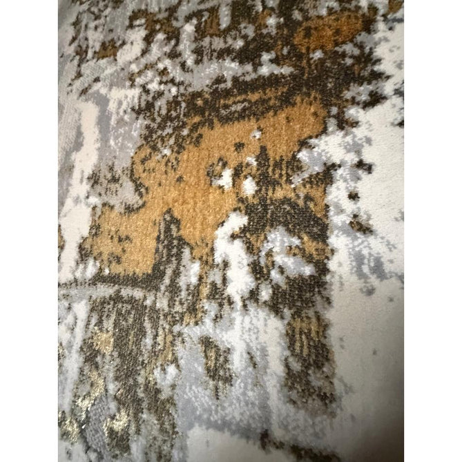 Apollo GR579 Modern Abstract Distressed Metallic Shimmer High-Density Textured Low Profile Short-Pile Grey/Gold/Cream Rug