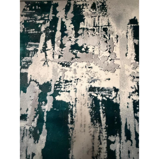 Apollo GR579 Modern Abstract Distressed Metallic Shimmer High-Density Textured Low Profile Short-Pile Grey/Green/Cream Rug