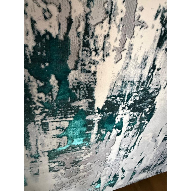 Apollo GR579 Modern Abstract Distressed Metallic Shimmer High-Density Textured Low Profile Short-Pile Grey/Green/Cream Rug