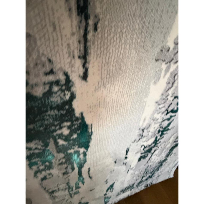 Apollo GR579 Modern Abstract Distressed Metallic Shimmer High-Density Textured Low Profile Short-Pile Grey/Green/Cream Rug