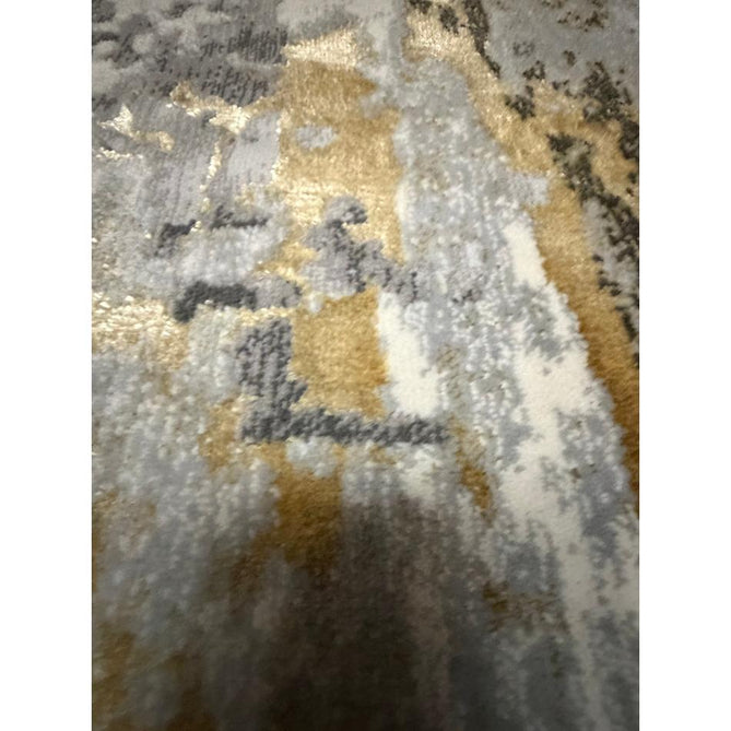 Apollo GR580 Modern Abstract Distressed Metallic Shimmer High-Density Textured Low Profile Short-Pile Grey/Gold/Cream Rug