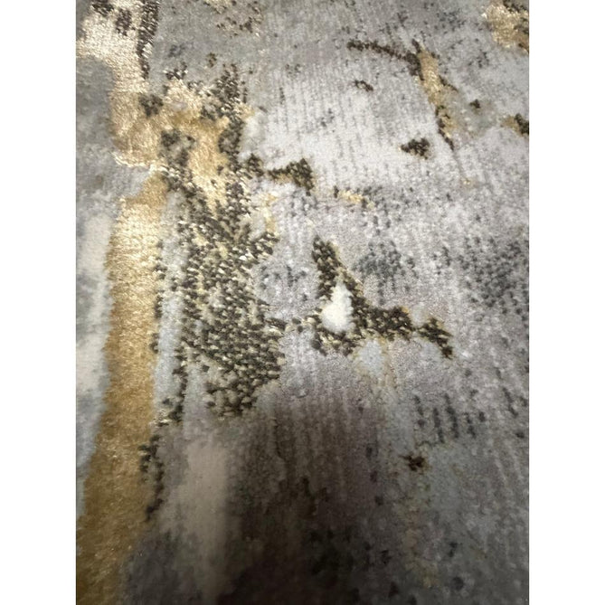 Apollo GR580 Modern Abstract Distressed Metallic Shimmer High-Density Textured Low Profile Short-Pile Grey/Gold/Cream Rug