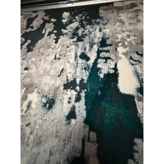 Apollo GR580 Modern Abstract Distressed Metallic Shimmer High-Density Textured Low Profile Short-Pile Grey/Green/Cream Rug