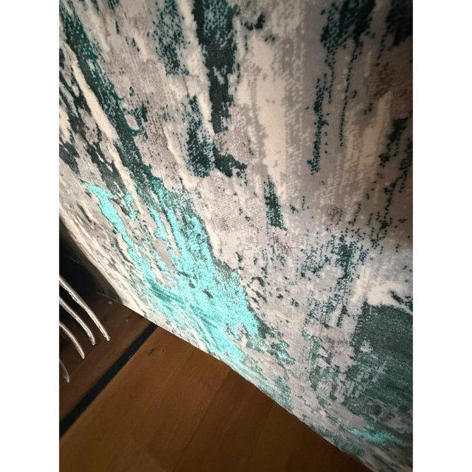 Apollo GR580 Modern Abstract Distressed Metallic Shimmer High-Density Textured Low Profile Short-Pile Grey/Green/Cream Rug