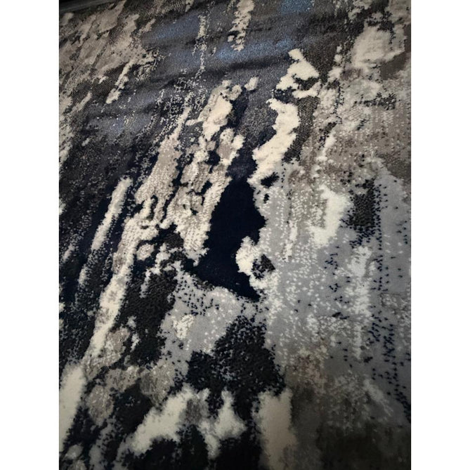 Apollo GR580 Modern Abstract Distressed Metallic Shimmer High-Density Textured Low Profile Short-Pile Grey/Navy/Cream Rug