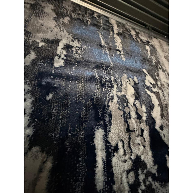 Apollo GR580 Modern Abstract Distressed Metallic Shimmer High-Density Textured Low Profile Short-Pile Grey/Navy/Cream Rug