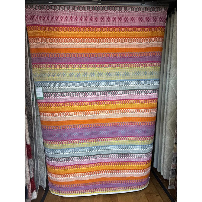 Cascade 29899 Modern Geometric Stripe Hand-Woven Cotton Flatweave Bright Multi Rug