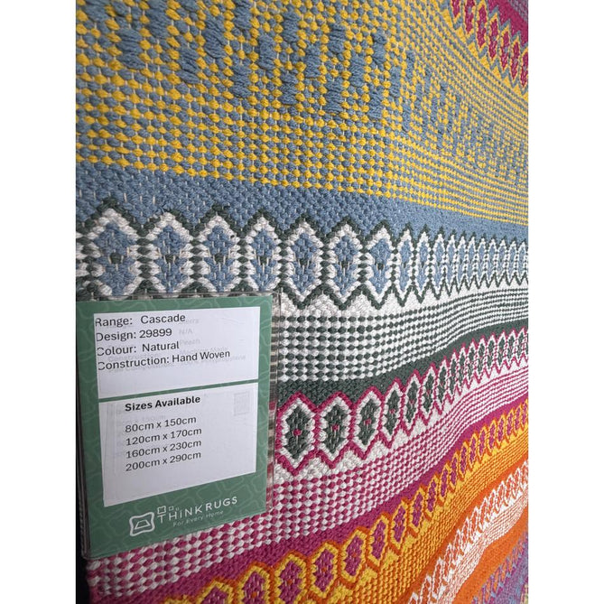 Cascade 29899 Modern Geometric Stripe Hand-Woven Cotton Flatweave Bright Multi Rug