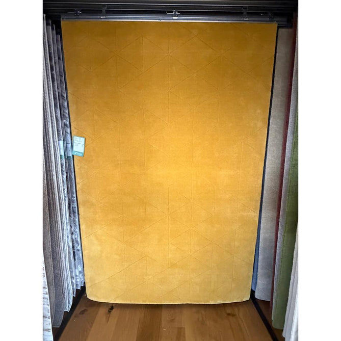 Kasbah KB2025 Modern Plain Geometric Hand-Carved Block Lines Wool Ochre Rug