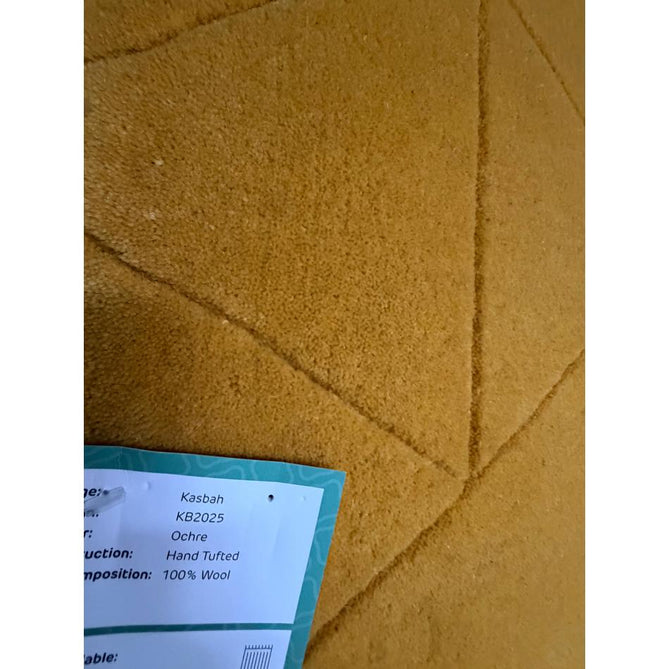 Kasbah KB2025 Modern Plain Geometric Hand-Carved Block Lines Wool Ochre Rug