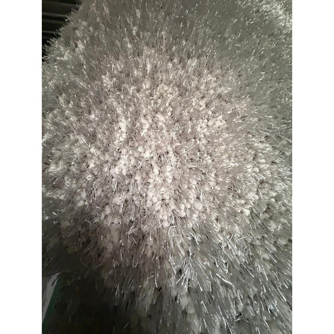 Montana Luxury Super Plush Heavyweight High-Density Hand-Woven Soft High-Pile Plain Polyester Tonal Textured Shimmer Shaggy Silver Round Rug