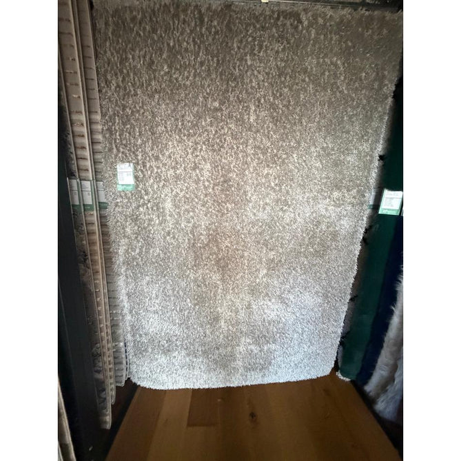 Montana Luxury Super Plush Heavyweight High-Density Hand-Woven Soft High-Pile Plain Polyester Tonal Textured Shimmer Shaggy Silver Rug