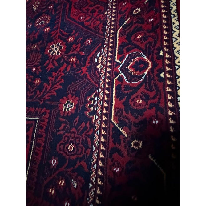Dubai 62101 Traditional Persian Floral Medallion Border Soft High Density Smooth Touch Polyester Deep Red/Navy/Black/White Runner