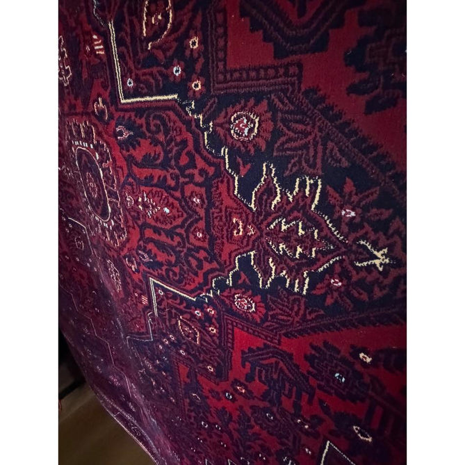 Dubai 62101 Traditional Persian Floral Medallion Border Soft High Density Smooth Touch Polyester Deep Red/Navy/Black/White Runner
