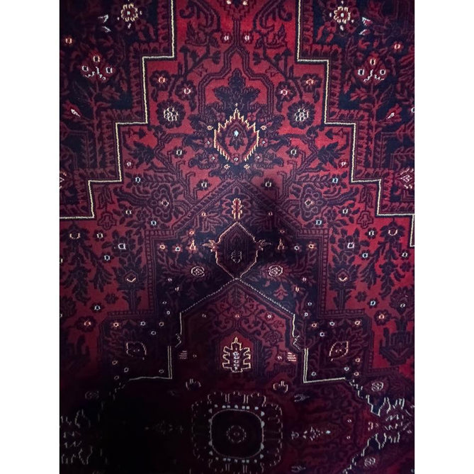Dubai 62101 Traditional Persian Floral Medallion Border Soft High Density Smooth Touch Polyester Deep Red/Navy/Black/White Runner