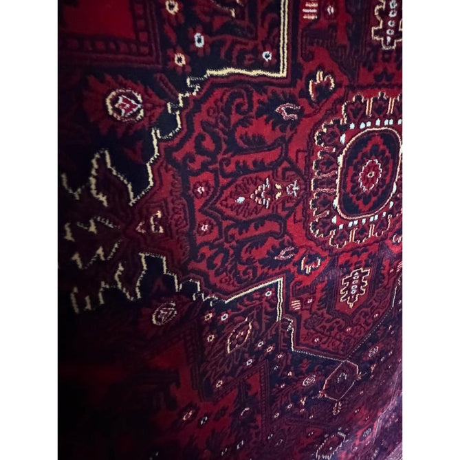 Dubai 62101 Traditional Persian Floral Medallion Border Soft High Density Smooth Touch Polyester Deep Red/Navy/Black/White Runner