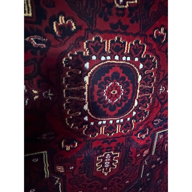 Dubai 62101 Traditional Persian Floral Medallion Border Soft High Density Smooth Touch Polyester Deep Red/Navy/Black/White Runner