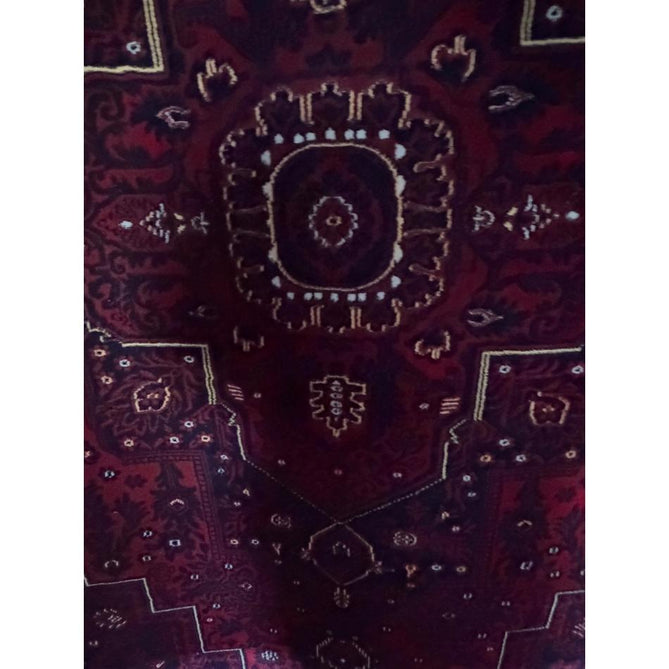 Dubai 62101 Traditional Persian Floral Medallion Border Soft High Density Smooth Touch Polyester Deep Red/Navy/Black/White Runner