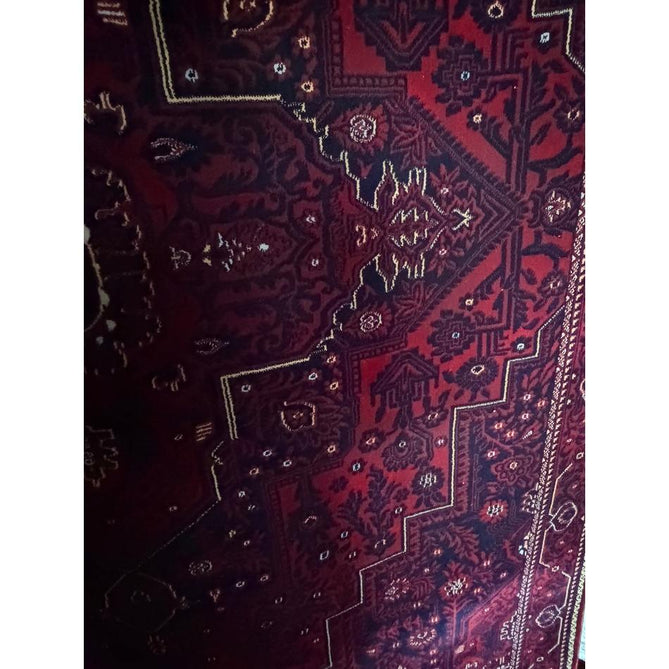 Dubai 62101 Traditional Persian Floral Medallion Border Soft High Density Smooth Touch Polyester Deep Red/Navy/Black/White Runner